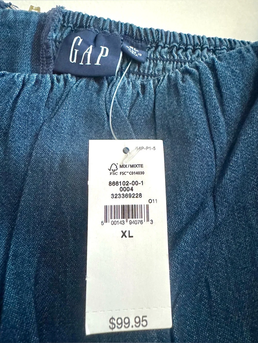 NWT Gap Denim Drop-Waist Corset Midi Dress XL